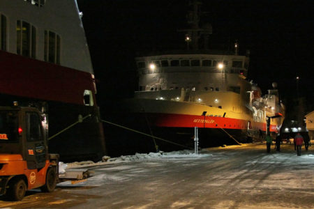 Die MS Vesterålen in Rørvik. „Mittlere Generation“, 1983